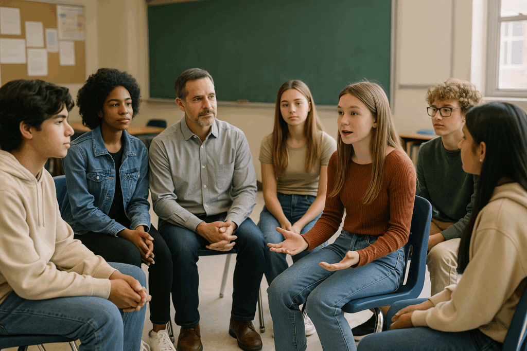 classe che discute in cerchio